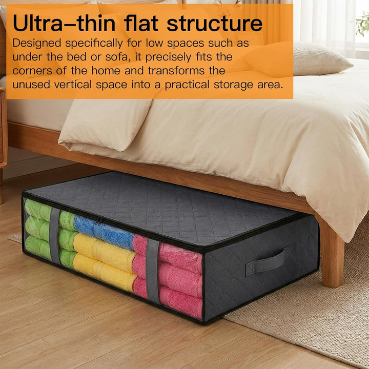 4 Stück Unterbett Aufbewahrungsbox Bettkasten Aufbewahrung 60x45x15cm Unterbettkommode für Bettdecke