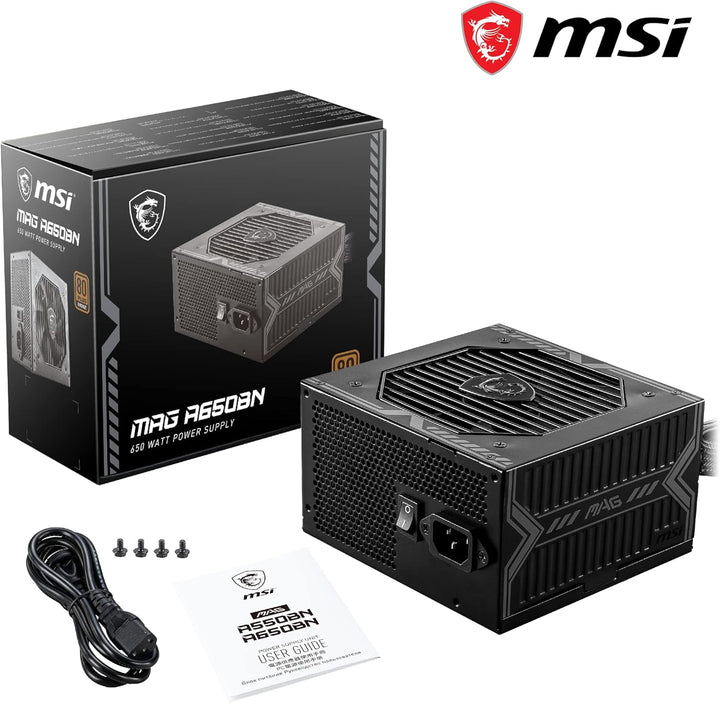 MSI MAG A650BN UK-Netzteil, 650 W, 80 Plus Bronze-Zertifiziert, 12 V Single-Rail, DC-to, MAG BRONZE