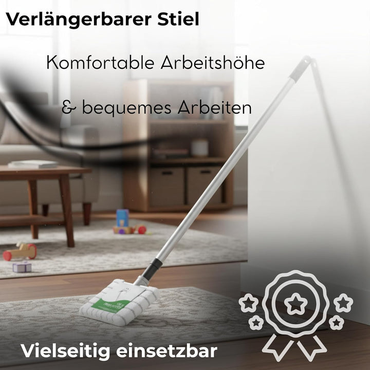 Novaliv 2X Fliesenreiniger Bad Wand mit Teleskopstiel inkl. Mikrofaser Bezug Fliesenwischer Badwisch