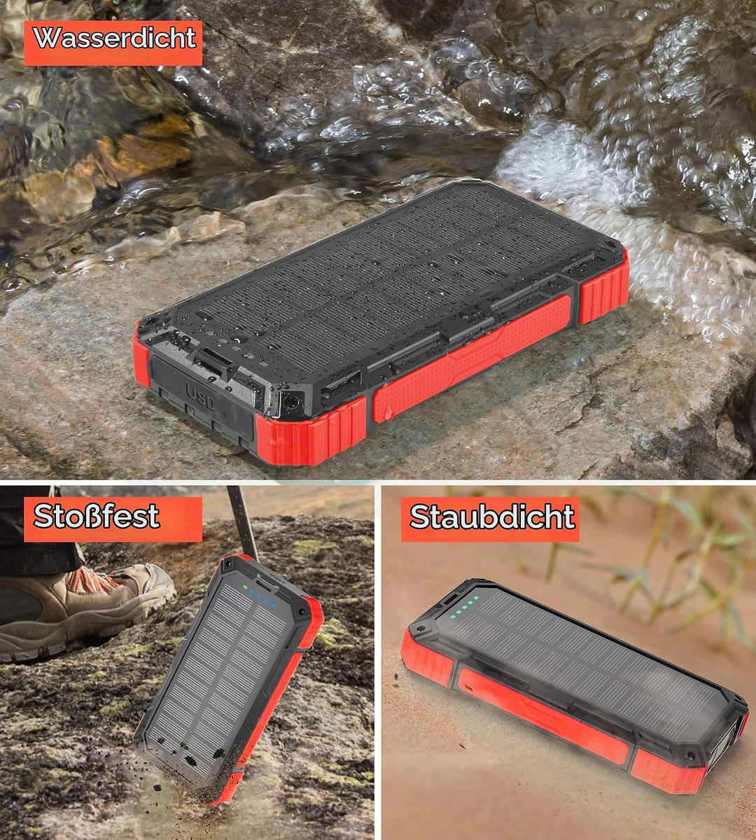 52800mAh Solar Wireless Power Bank, tragbares Ladegerät 30W Schnelles Ladegerät 6 Ausgänge &amp; 4 Eingä