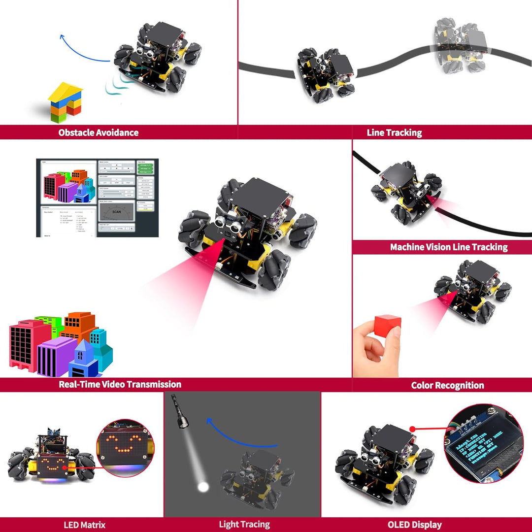 Adeept 4WD Mecanum Wheel Smart Car Kit für Raspberry Pi 5/4B/3B/3B+ (Board nicht im Lieferumfang ent