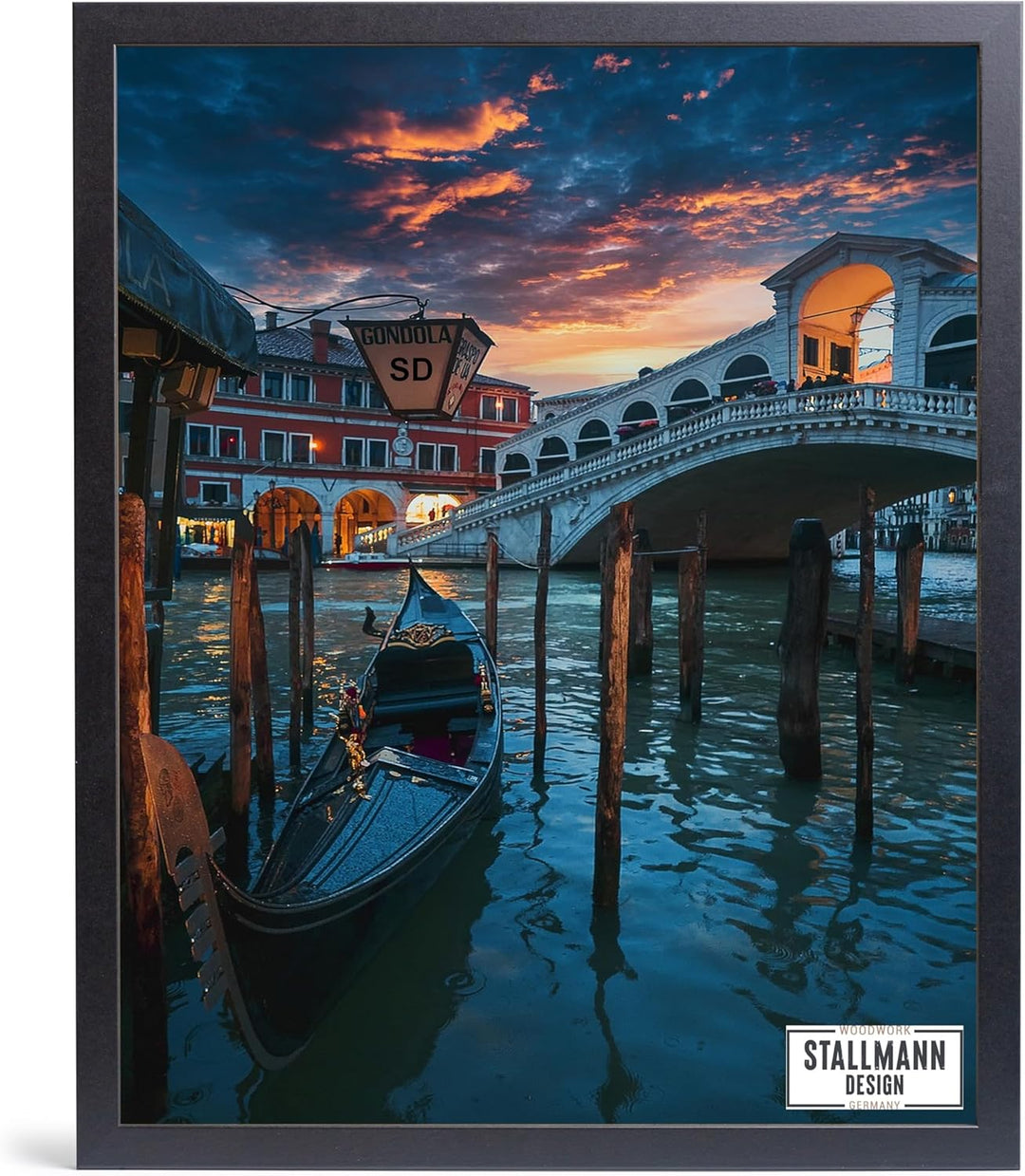 Stallmann Design Bilderrahmen 50x100 cm schwarz Holz mit Acrylglas Rahmen-Breite 20mm Posterrahmen W