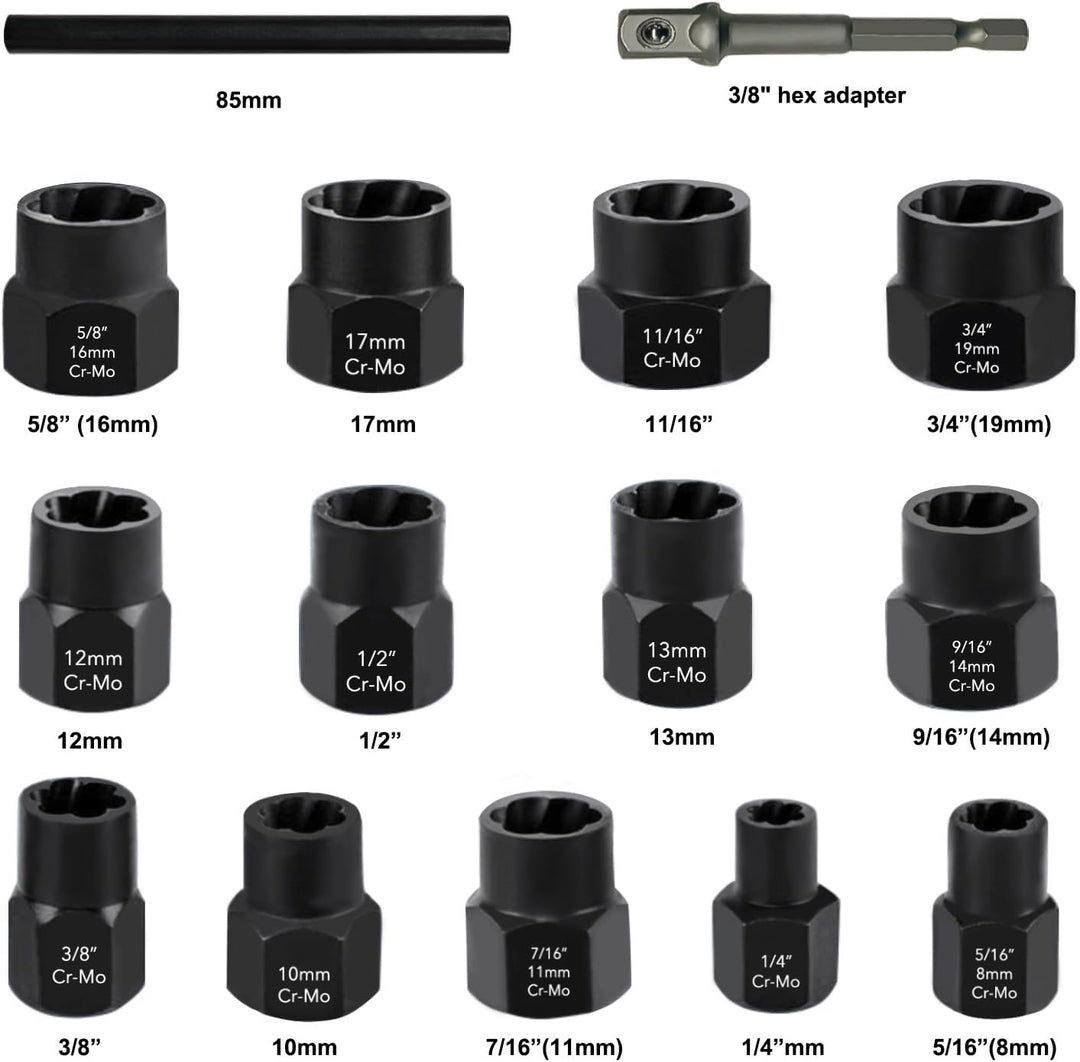 NORTOOLS Schlagschrauber-Steckschlüsselsatz 13 PCS High Bolt Nut Extractor Set Steckschlüssel-Box Ei