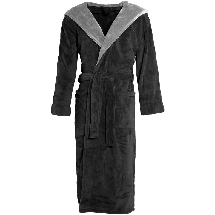 CelinaTex Texas Bademantel Kapuze XL schwarz anthrazit Mikrofaser Damen Herren Morgenmantel Coral Fl