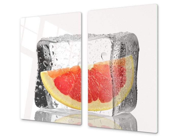 Küchenbrett aus Hartglas und Induktionskochplattenabdeckung – Schneideplatten SINGLE mit 60 x 52 cm