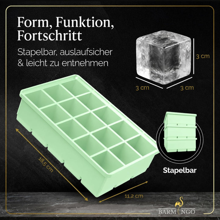Silikon Eiswürfelform mit Deckel (3er Set) – BPA-freie Eiswürfelform gross/XXL | Grosse Eiswürfel Fo