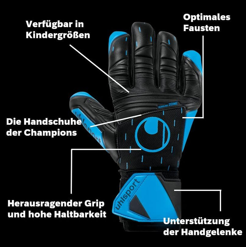 uhlsport Unisex – Erwachsene Classic Soft HN Comp Fussball Torwarthandschuhe für Kinder 8.5 schwarz/