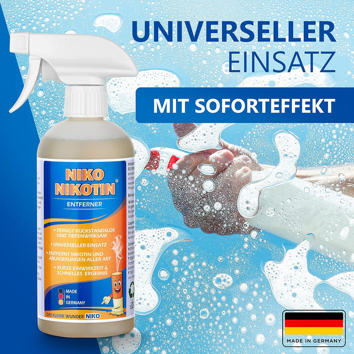 NIKO Nikotin® [2x500ml]: Leistungsstarker Nikotinentferner & Kunststoffreiniger in Sprühflasche. Wir