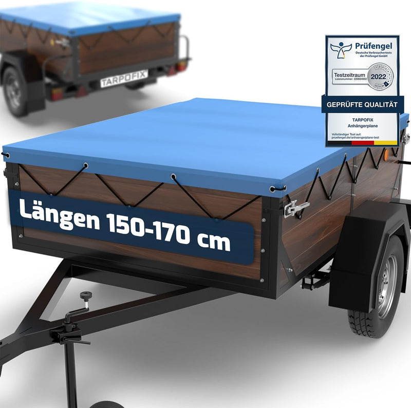 Tarpofix® Anhängerplane Flachplane 160 x 120 x 7,5 cm - inkl. Planenseil - randverstärktes Anhänger