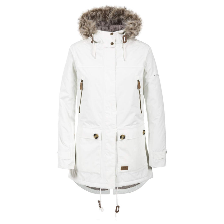 Trespass Clea, Wasserdichte Jacke mit Einrollbarer Kapuze für Damen XXS Ghost, XXS Ghost