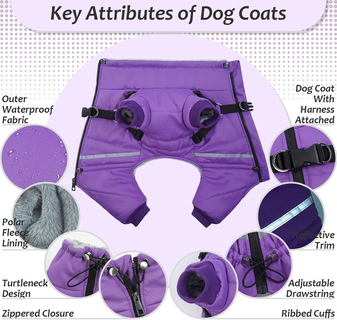 Wasserdichter Hundemantel, Hundejacke mit Geschirr, Wintermantel Hund für kleine Mittel Grosse Hunde