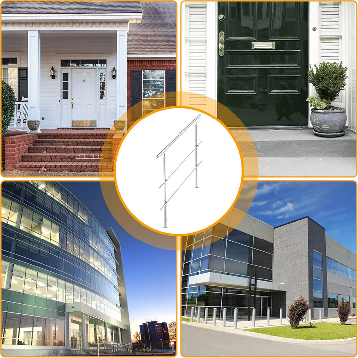 Jopassy Edelstahl Handlauf Geländer ,Treppengeländer mit 2 Querstreben , Eingangsgeländer für Balkon