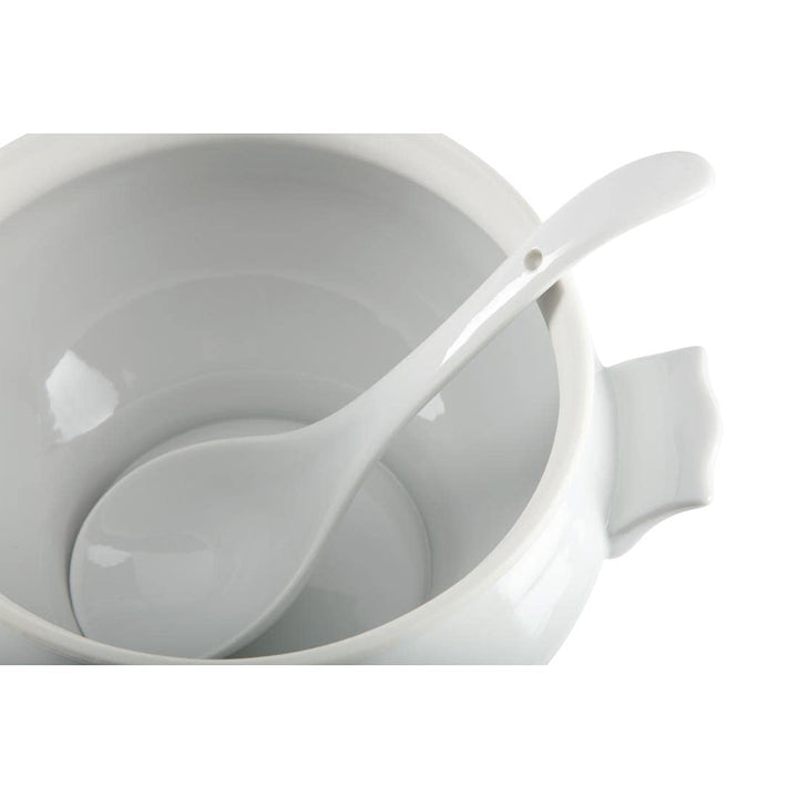 Olympia Whiteware Suppenterrine und Schöpfkelle, 2,5 Liter, weisses Porzellan, Grösse: 227 x 250 mm,