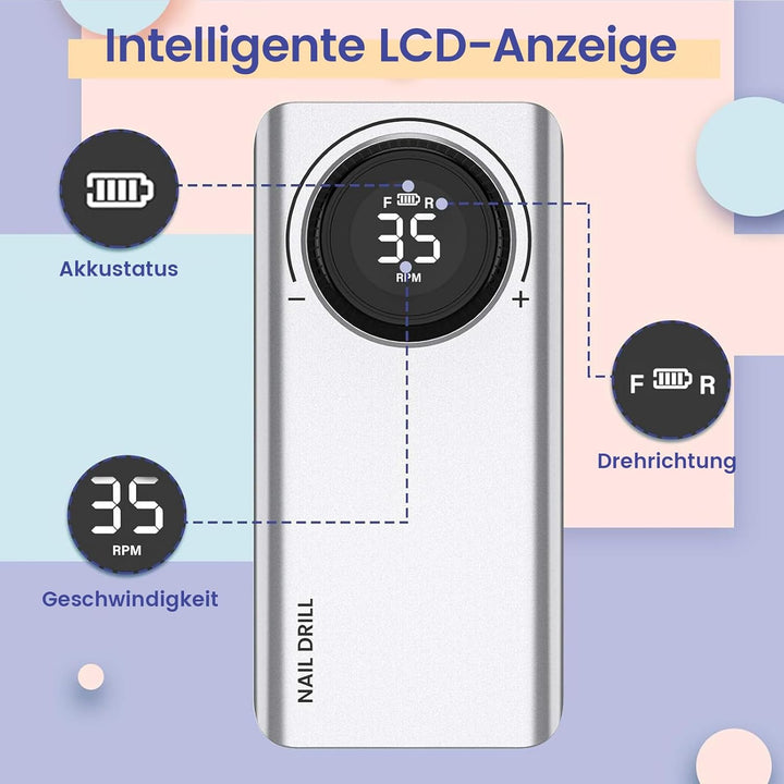 Delanie Nagelfräser Akku, Maniküre Set Elektrische Nagelfeile 35000 U/Min, Delanie Nagelfräser Für G