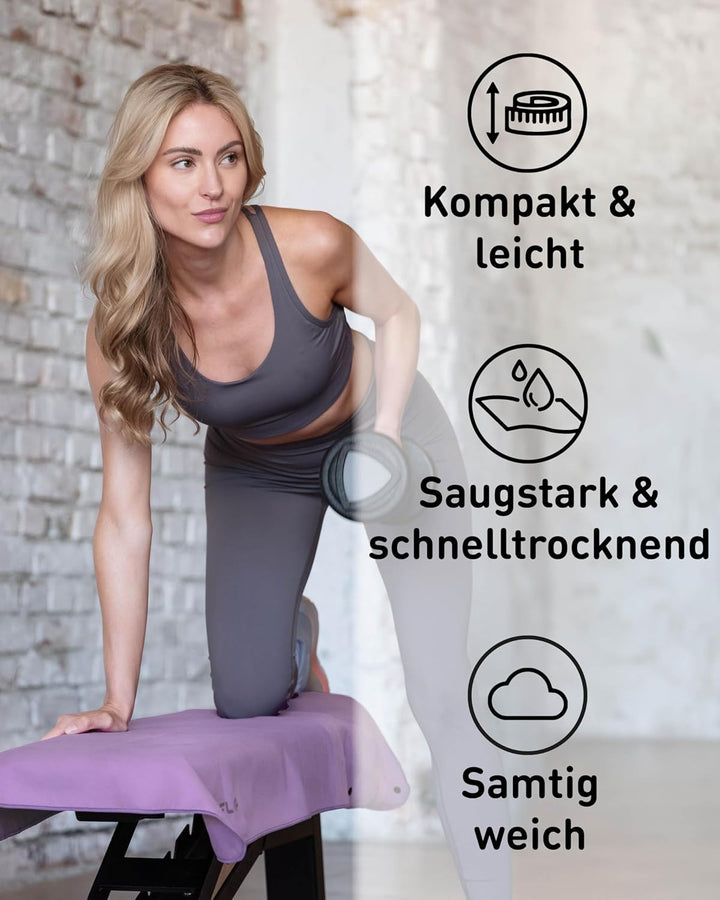Fit-Flip Fitness Handtuch aus Mikrofaser kompakt und schnelltrocknend | mit Magnet und Reissverschlu