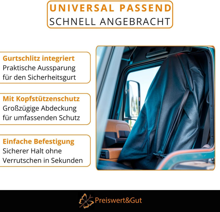 Preiswert&Gut Werkstattschoner Sitzauflage Kunstleder LKW oder Transporter LKW Sitzbezug XXXL schwar