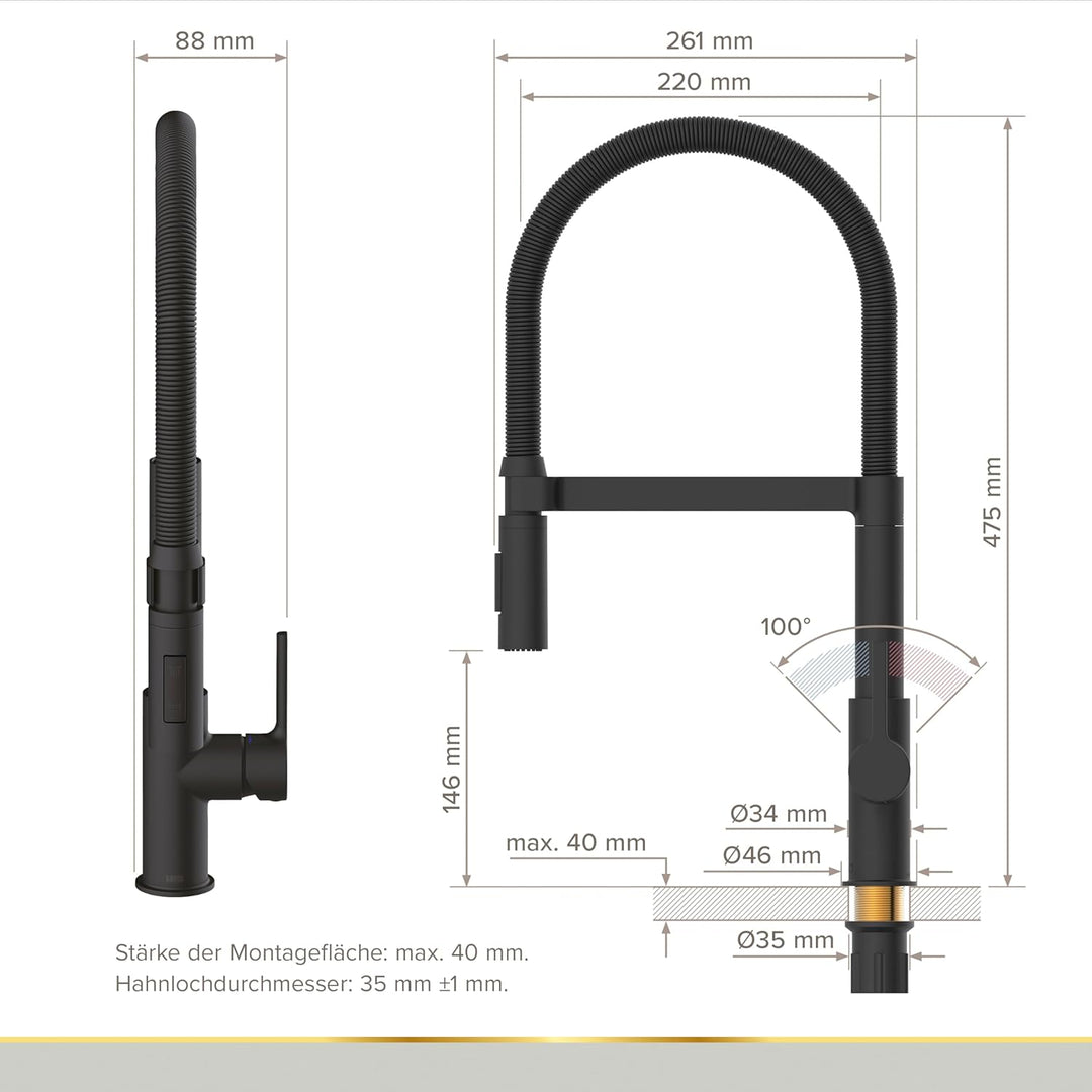 LENZ 46070551 ALUNA Spültischarmatur, schwarz