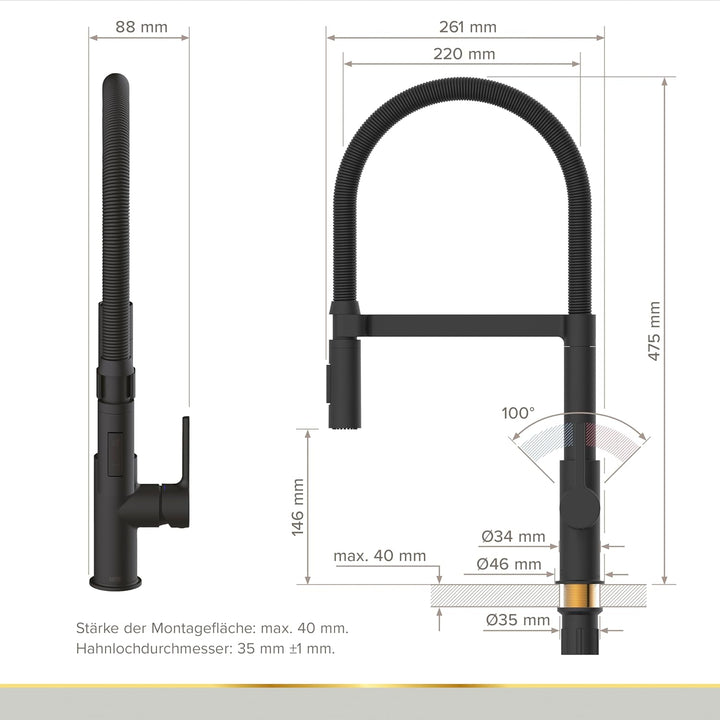 LENZ 46070551 ALUNA Spültischarmatur, schwarz