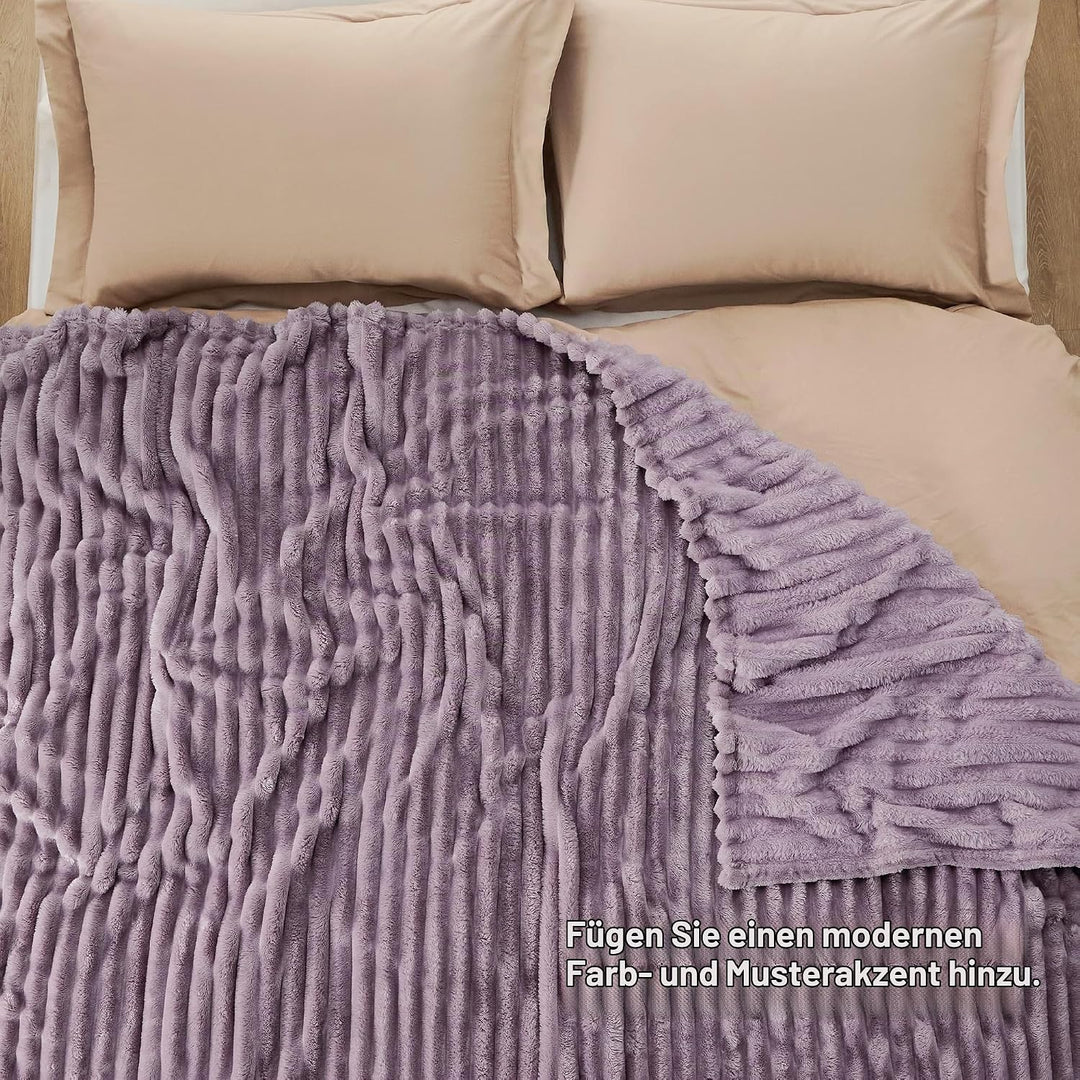 BEDSURE Kuscheldecke für Zimmer Deko - Wolldecke &amp; Fleecedecke, Sofadecke, Weiche Warme Grobe Kordde