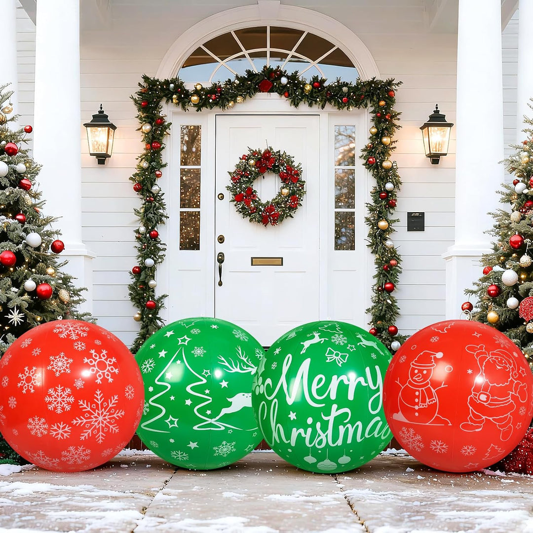 4 Stück 60 cm Weihnachts aufblasbare Bälle Aufblasbare Weihnachtskugel Ornamente im Freien für Weihn