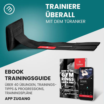 BeMaxx Turnringe Holz Gym Rings + Türanker & Trainings-eBook – Olympische Gymnastik Holzturnringe &