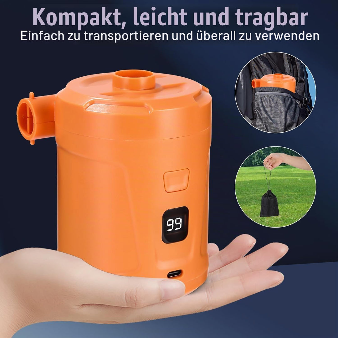 Elektrische Luftpumpe,5200mAh Wiederaufladbare Akku Luftpumpe,Mini Luftpumpe Elektrisch Inflator mit