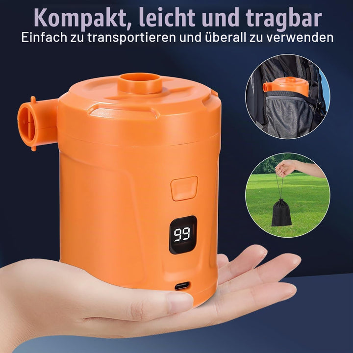 Elektrische Luftpumpe,5200mAh Wiederaufladbare Akku Luftpumpe,Mini Luftpumpe Elektrisch Inflator mit