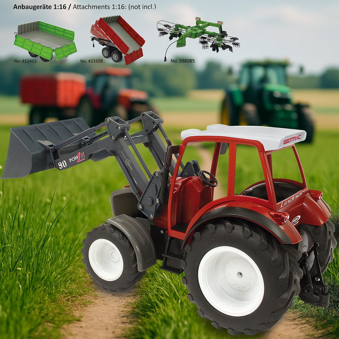 JAMARA 405050 - Lindner Geotrac mit Frontlader 1:16 2,4GHz - realistischer Motorsound (abschaltbar),