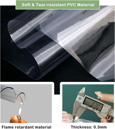 Wasserdichtes Transparent Plane mit Ösen, Klare PVC Wetterfeste Abdeckplane, Reissfeste Vorhang für