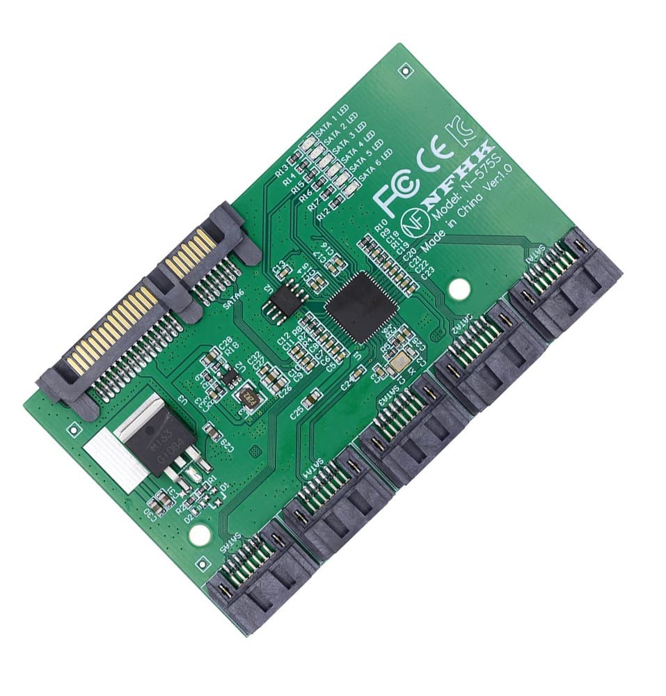 xiwai SATA HUB Ports 3.0 6Gbps 1 auf 5 Splitter Adapter Konverter PM Multiplier Port Selector JMB575