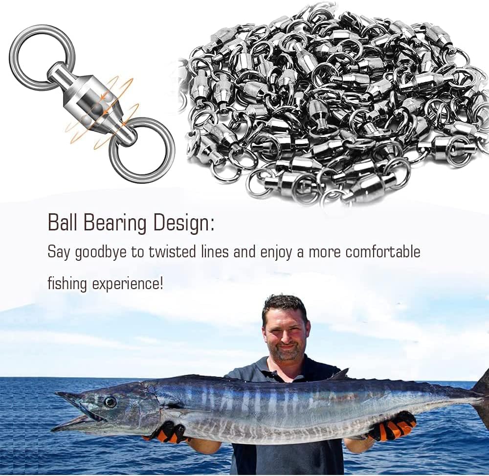 Ball Bearing Wirbel Geschweisst Ringe, Wallerwirbel Meereswirbel Salzwasserfest Spaltring Angelausrü