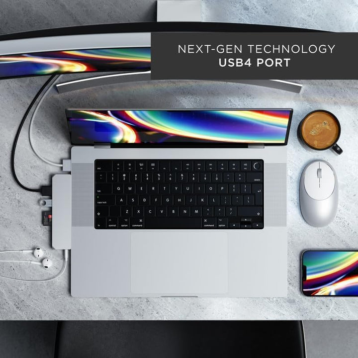 SATECHI 8-in-1 Dual USB-C Pro Max USB4 Hub mit 40 Gbit/s, 96 W PD, Ethernet, HDMI 4K@60Hz, USB-C/USB