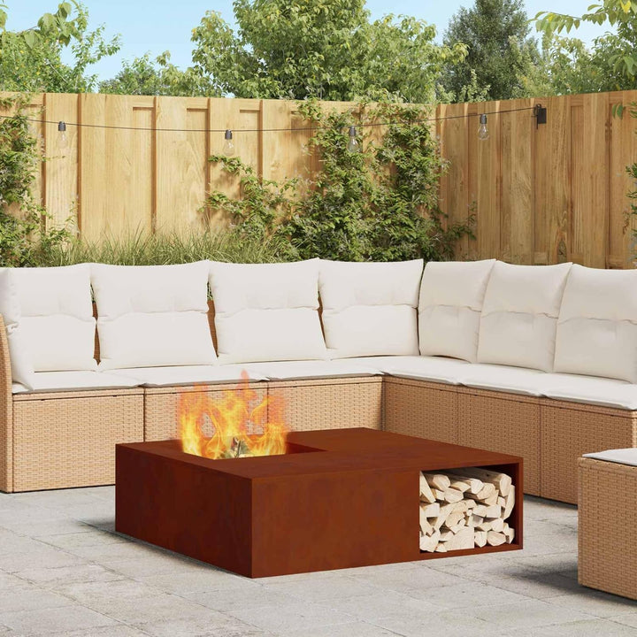 vidaXL rustikale Holzfeuerstelle aus verwittertem Stahl für Garten und Patio | Hitzebeständig und ro