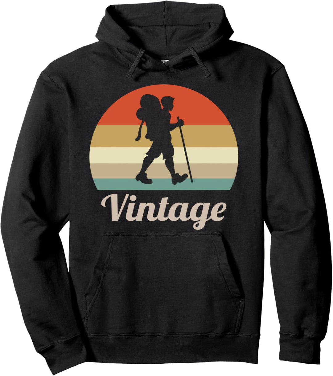 Wandern Wanderer Trekking Berge Wanderung Vintage Retro Pullover Hoodie