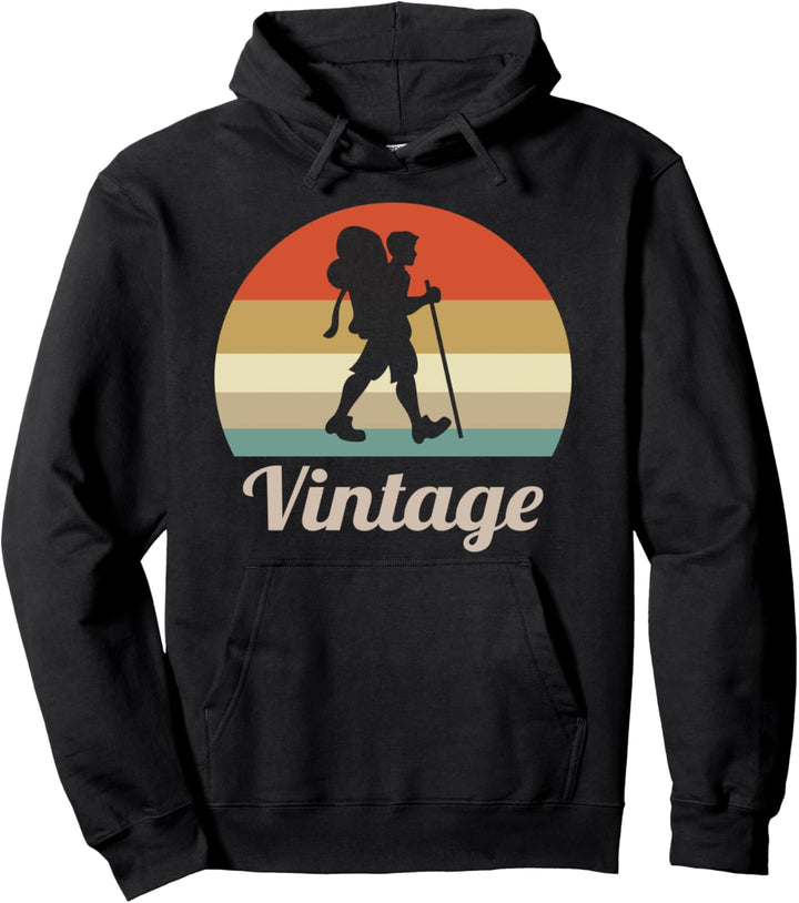 Wandern Wanderer Trekking Berge Wanderung Vintage Retro Pullover Hoodie