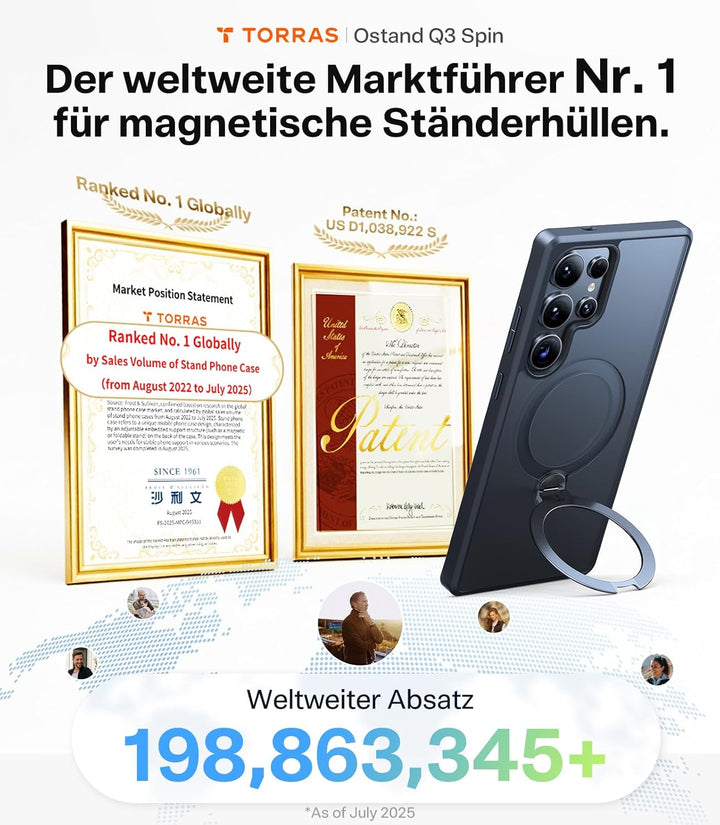 TORRAS Ostand Q3 Spin für Samsung Galaxy S25 Ultra Hülle (360° Magnetischer Robust Standring) TOP Mi