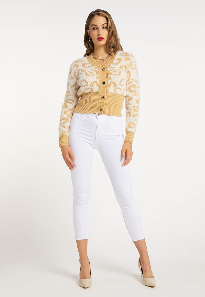 faina Damen Sweater M-L Wollweiss Hellkamel, M-L Wollweiss Hellkamel