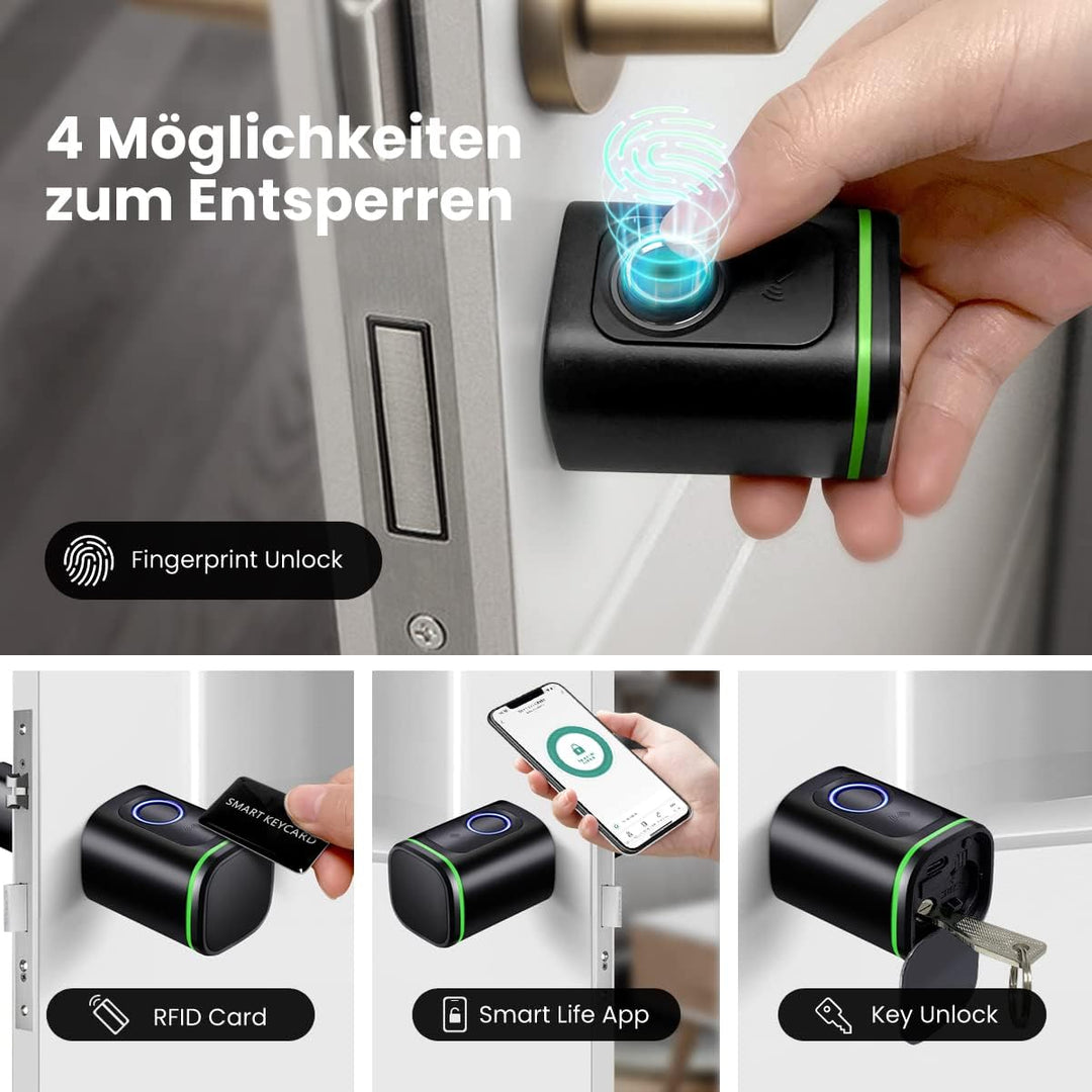 AVATTO Smart Türschloss mit Fingerabdruck, Elektronisches SchliessZylinder 60mm (30/30) mit 2 Schlüs