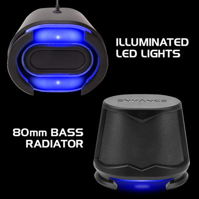ENHANCE SB2-Computer Lautsprecher, PC Lautsprecher mit Blauem LED-Glimmlicht und 2.0 USB-Stromversor