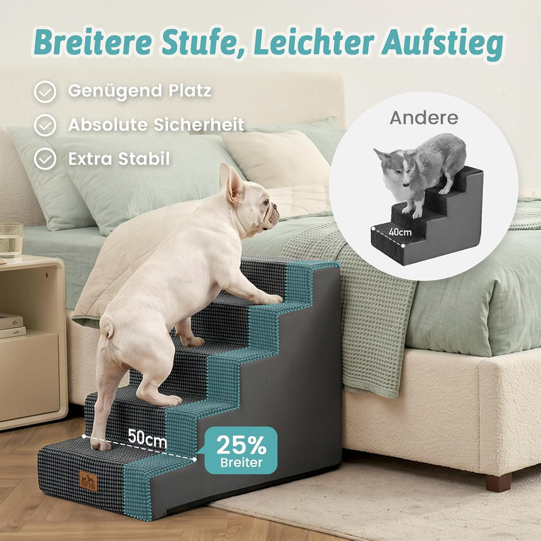 Hundetreppe für Kleine Hunde, 5 Stufen Breiter Haustiertreppe für Bett Couch Auto, 60cm Hoch Hochdic