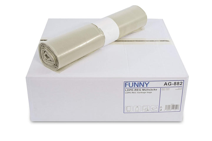 Funny LDPE-Regenerat Müllsäcke, transparent, gerollt, 120 l, Typ 60, 1er Pack (1 x 250 Stück) Transp