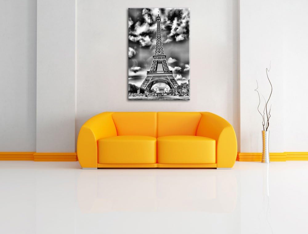Pixxprint Eifelturm Paris als Leinwandbild/Grösse: 100x70 cm/Wandbild/Kunstdruck/fertig bespannt, 10
