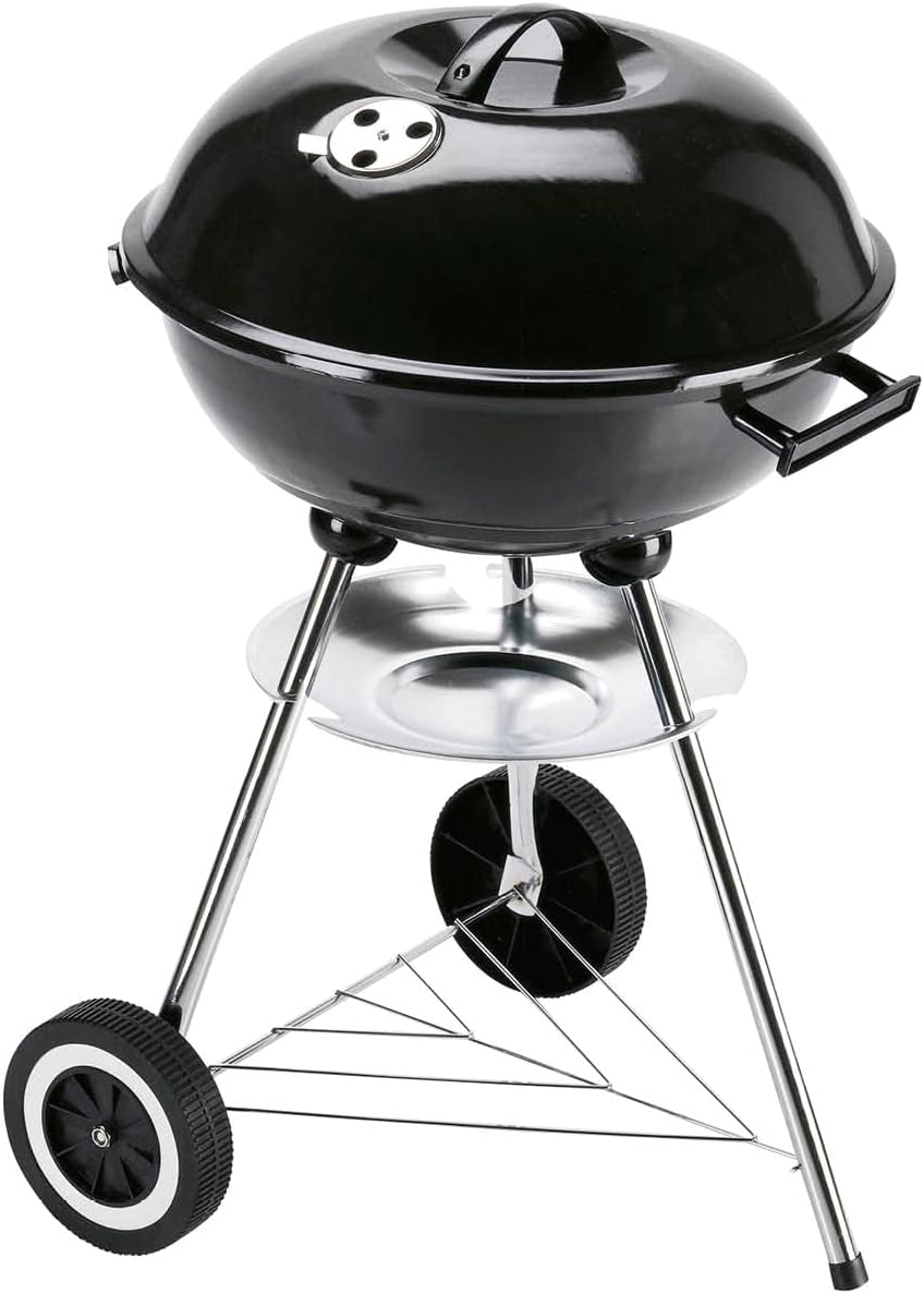 LANDMANN Kleiner Holzkohle Kugelgrill | Grillfläche ca. Ø 41 cm | ca. 15 cm hoher Garraum | Grillhöh