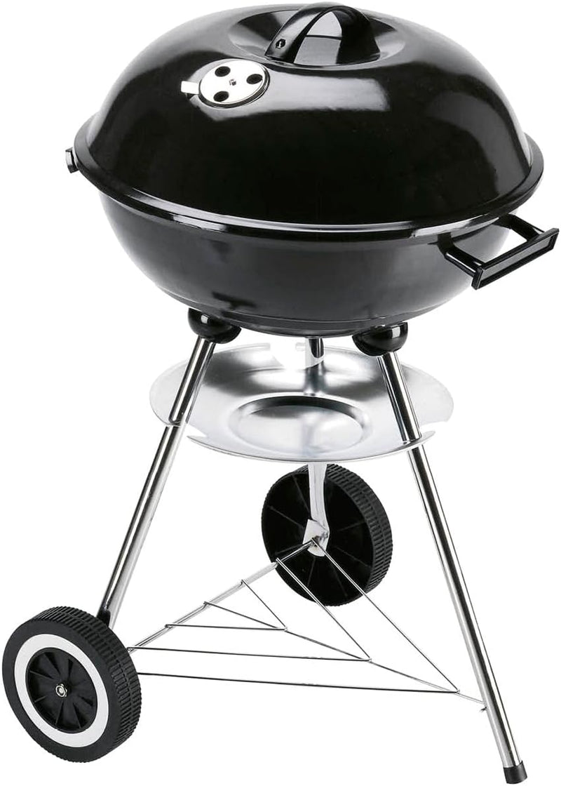 LANDMANN Kleiner Holzkohle Kugelgrill | Grillfläche ca. Ø 41 cm | ca. 15 cm hoher Garraum | Grillhöh