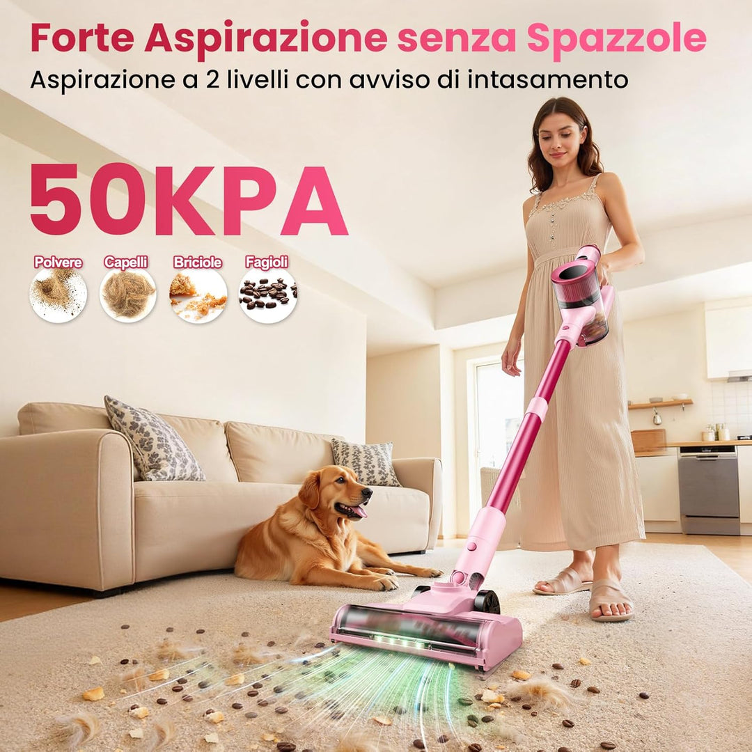 Dzaki Akku Staubsauger Kabellos 50.000 Pa, 55 Min. Laufzeit, Selbststehend, Touch Display, Anti-Tang