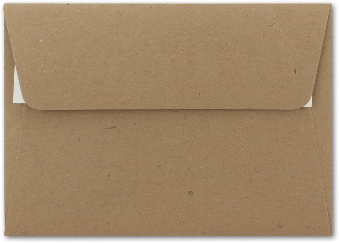200x Briefumschläge DIN C6 Kraftpapier - Braun - Vintage Recycling Kuverts mit Haftklebung - 114 x 1