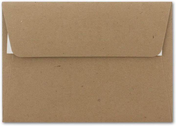 200x Briefumschläge DIN C6 Kraftpapier - Braun - Vintage Recycling Kuverts mit Haftklebung - 114 x 1