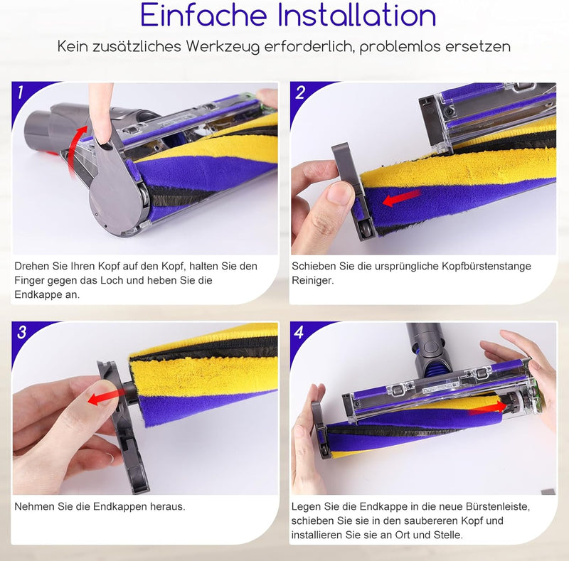 V12 Bürste für Dyson V12 Detect Slim Absolute Bürstenwalze Bürsten, Staubsauger Rolle Ersatzteile, S