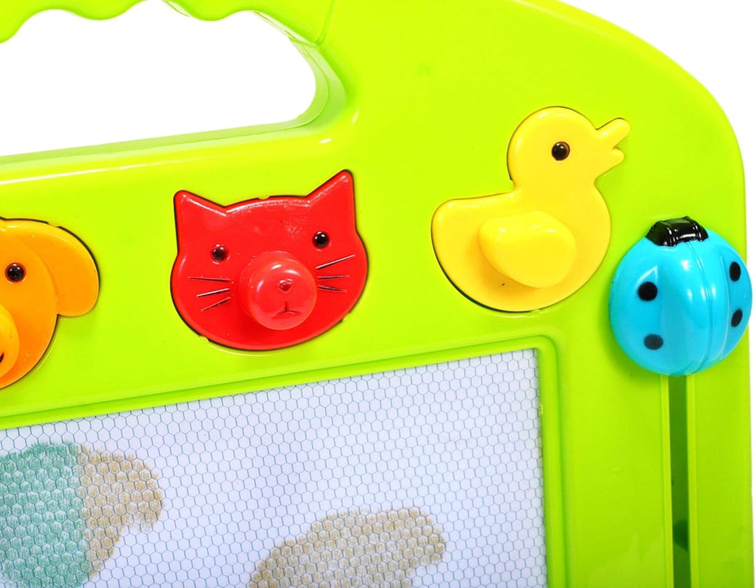 MalPlay Zaubertafel für Kinder | 31 x 31 cm | Bunte Schreibtafel Zeichentafel mit 4 Stempeln | Reise