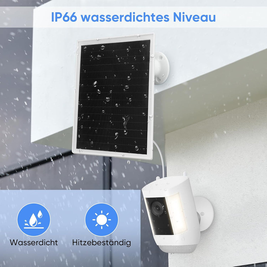 6W Solarpanel für Ring Kamera, Überwachungskamera Solarpanel mit 360° Einstellbares, IP66 Wasserdich